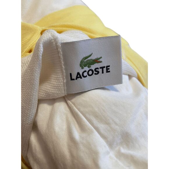Lacoste Yellow Rugby Stripe Throw Pillow 18" Square Duck Down Feather Insert - Picture 3 of 7